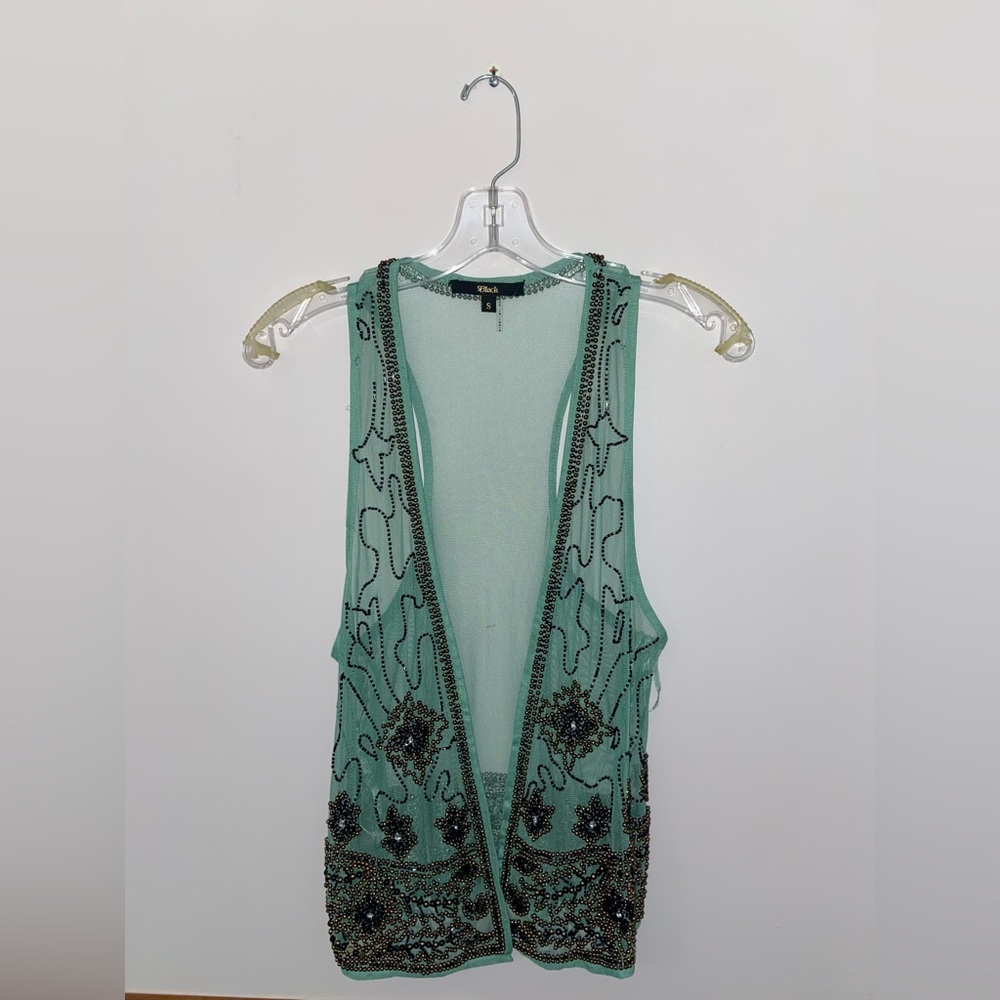 Green and black beaded vest, size S